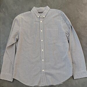 Banana Republic Black Check Stretch Cotton Oxford